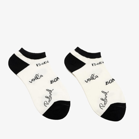 Кремові жіночі шкарпетки з написами - Нижня білизна