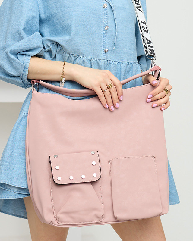 М'яка сумка-шоппер з матової екошкіри рожевого кольору - Аксесуари