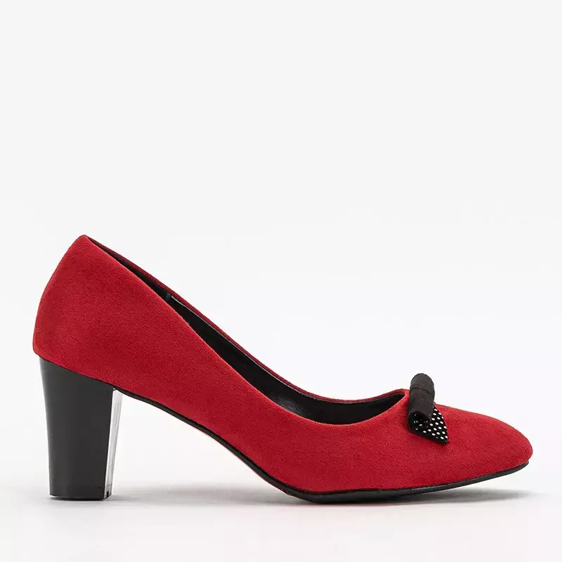 OUTLET Червоні жіночі туфлі на стовпі з бантом Minolsi - Туфлі