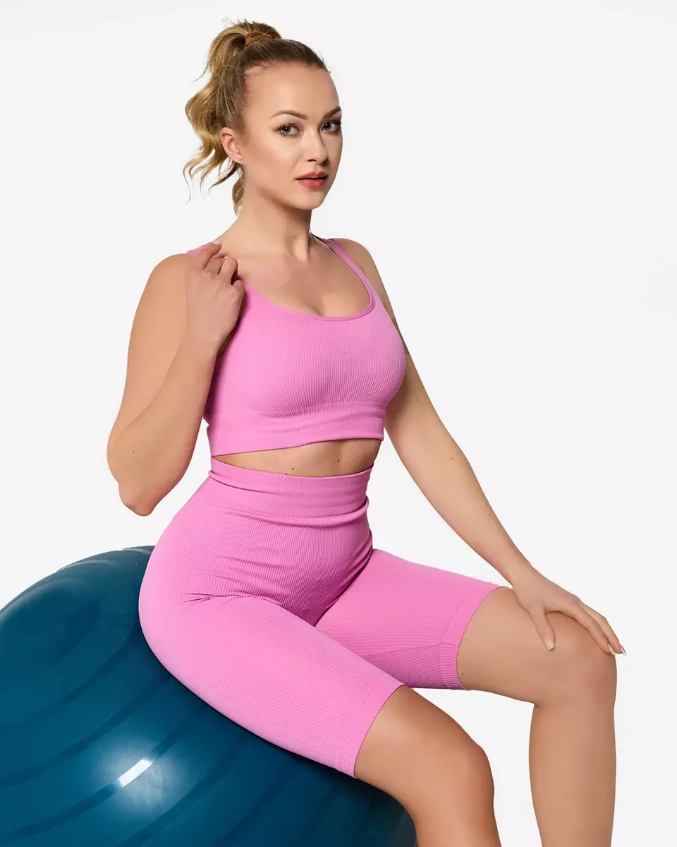 Рожевий жіночий спортивний комплект у смужку - одяг