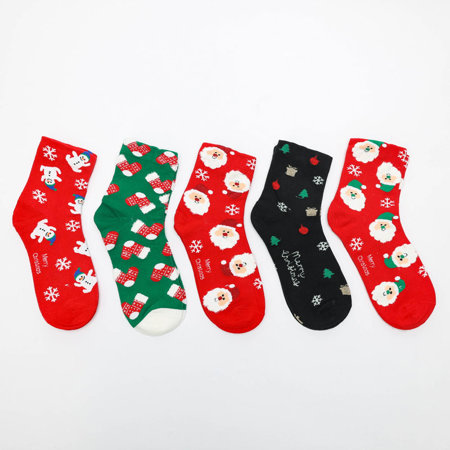 Шкарпетки з різдвяним принтом, набір з 5 пар