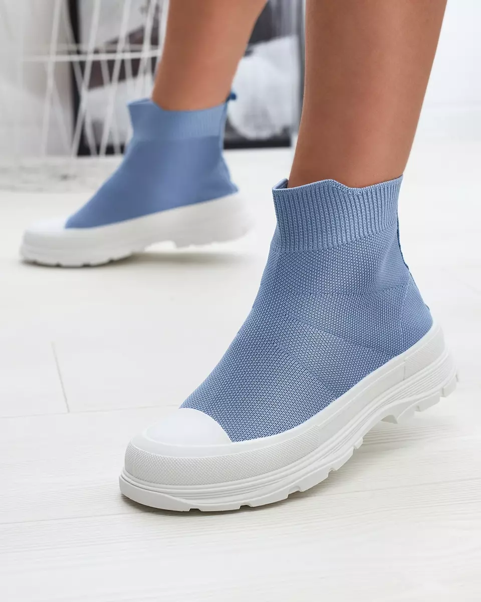 Сині жіночі високі спортивні туфлі на шнурівці а-ля кеди Vertiks - Взуття