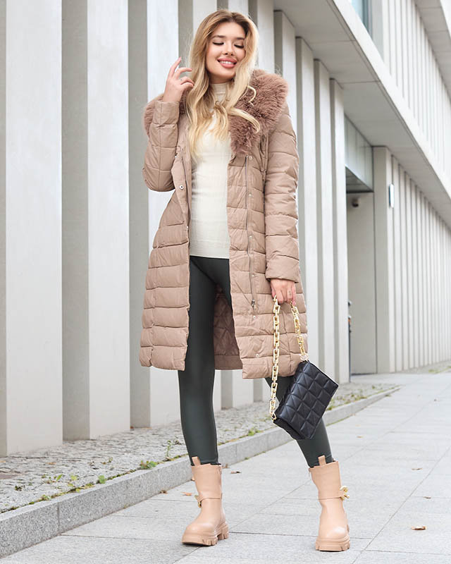 Жіноча коричнева зимова куртка - Одяг