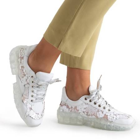 Жіноче біле спортивне взуття з блискітками Polja - Взуття