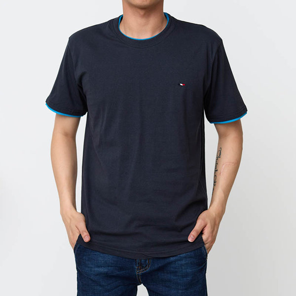 Бавовняна чоловіча футболка темно-синього кольору Одяг