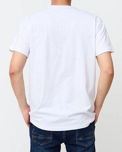 Біла модна чоловіча футболка з принтом - Одяг