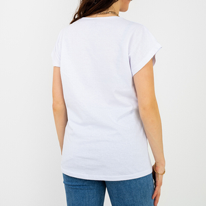 Біла жіноча футболка з принтом і блискітками PLUS SIZE