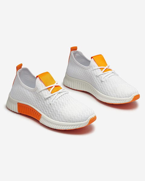 Білі жіночі спортивні туфлі з помаранчевими вставками Kedeti - Взуття