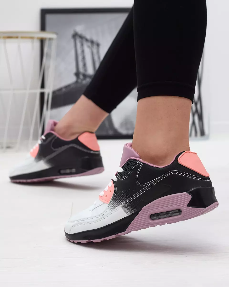 Біло-чорні жіночі спортивні туфлі з рожевими вставками Lenery - Взуття