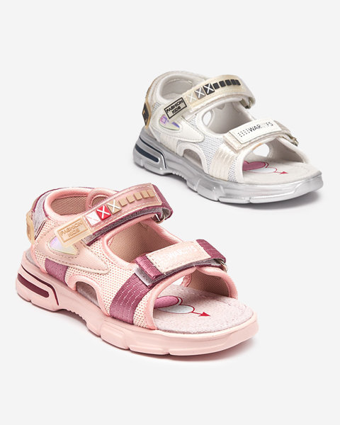 Біло-сріблясті дитячі босоніжки на липучках Mepoti - Взуття