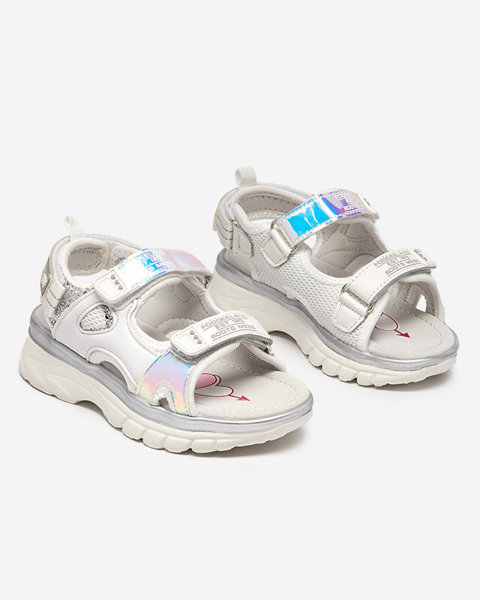 Біло-сріблясті дитячі босоніжки з різнокольоровими вставками Murino - Взуття