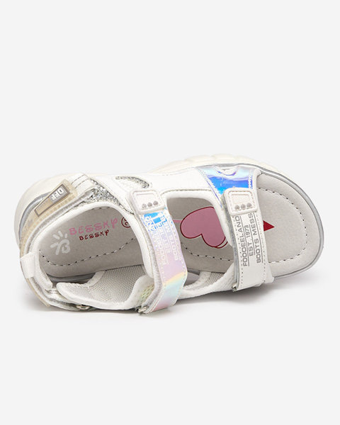 Біло-сріблясті дитячі босоніжки з різнокольоровими вставками Murino - Взуття