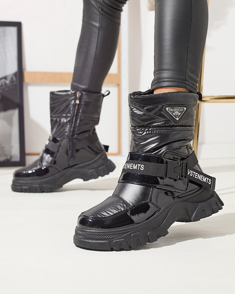 Черевики жіночі на плоскій підошві чорного кольору Genovty- Footwear