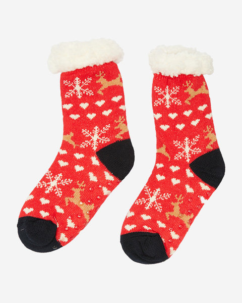 Червоні жіночі шкарпетки з різдвяним візерунком - Білизна