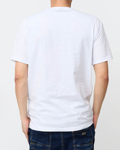 Чоловіча біла бавовняна футболка з кольоровим принтом - Одяг