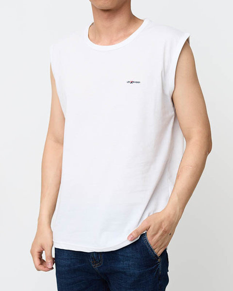 Чоловіча біла футболка без рукавів - Одяг