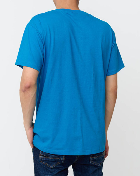 Чоловіча бірюзова футболка з принтом - Одяг