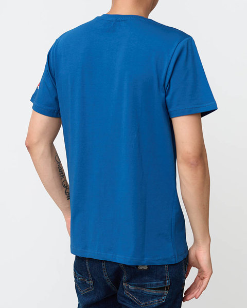 Чоловіча синя футболка з принтом - Одяг