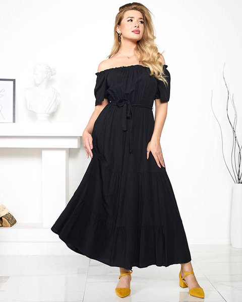 Чорна сукня максі з еластичною талією - Одяг