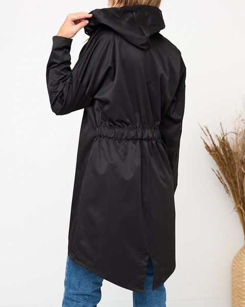 Чорна жіноча довга куртка-вітровка - Одяг