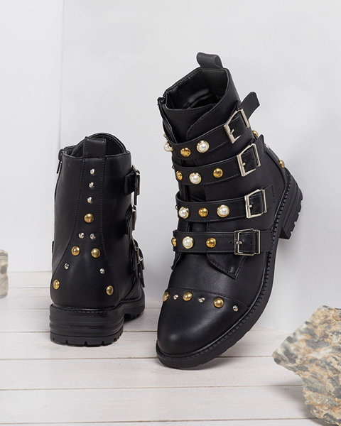 Чорні черевики із золотистим оздобленням Kancjanela - Взуття