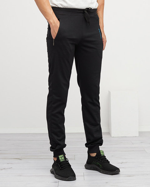 Чорні чоловічі спортивні штани з написом - Одяг