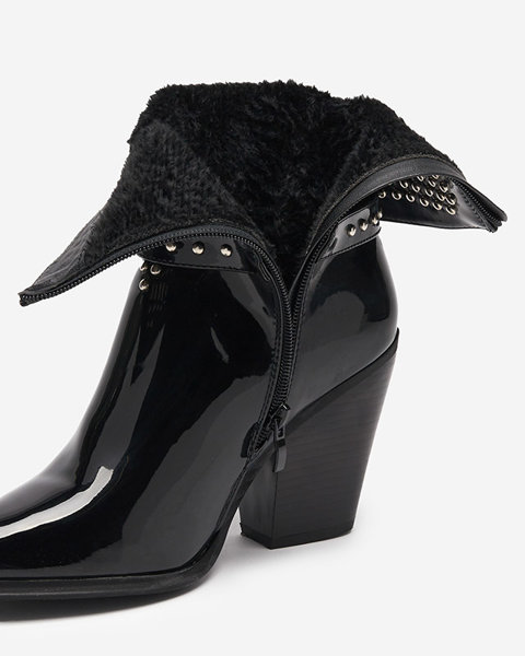 Чорні ковбойські чоботи на високій халяві зі стразами Loulur- Footwear