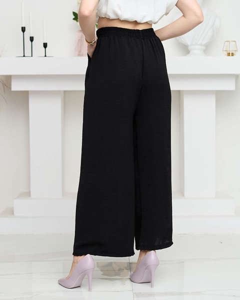 Чорні широкі жіночі штани палаццо з кишенями Одяг