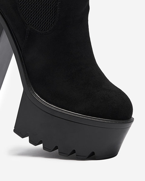 Чорні жіночі черевики з екошкіри на стійці Helag- Footwear