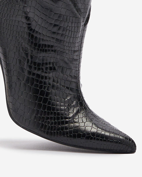 Чорні жіночі чоботи на шпильці з тисненням Power - Взуття