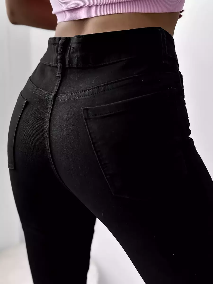 Чорні жіночі джинси з цирконами - Одяг