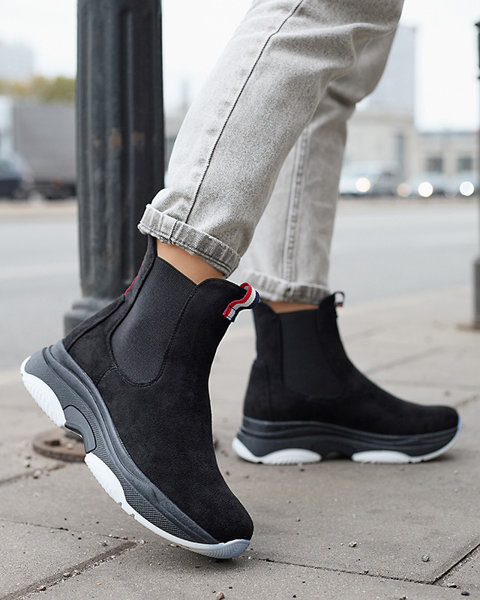 Чорні жіночі еко замшеві утеплені чоботи Ducti- Footwear