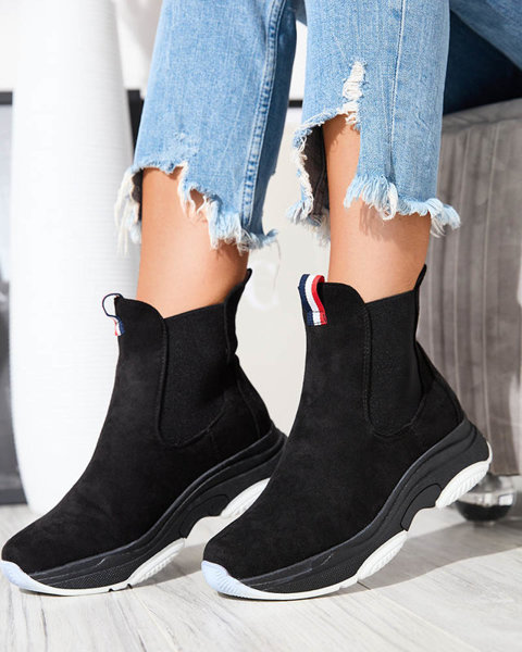 Чорні жіночі еко замшеві утеплені чоботи Ducti- Footwear