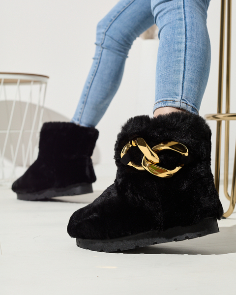 Чорні жіночі снігоступи з хутром Sattopa- Взуття