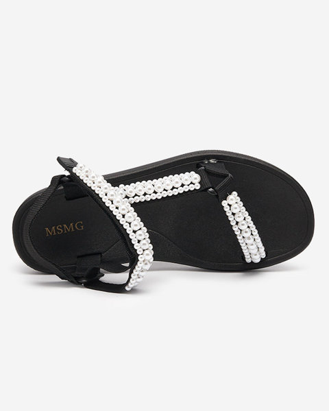Чорні жіночі спортивні босоніжки з перлами Dotiss- Взуття