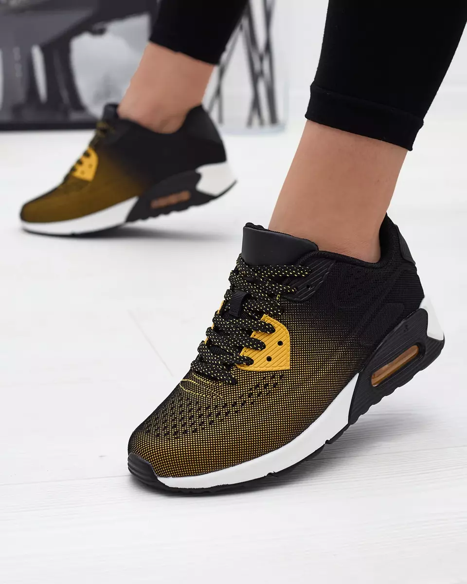 Чорні жіночі спортивні туфлі з жовтими вставками Letera - Взуття