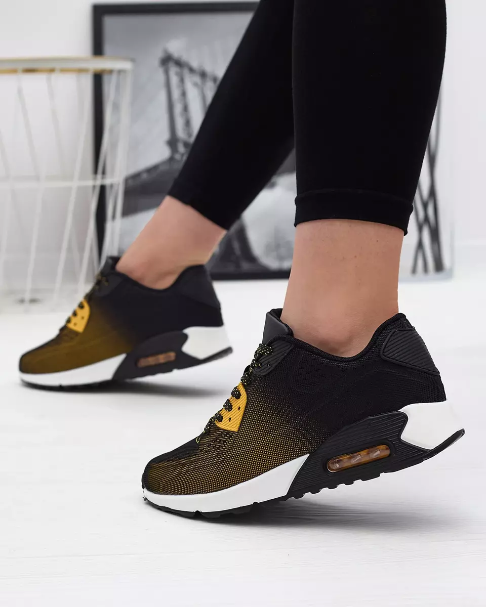 Чорні жіночі спортивні туфлі з жовтими вставками Letera - Взуття