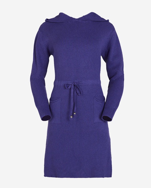 Фіолетова жіноча сукня-светр  з капюшоном