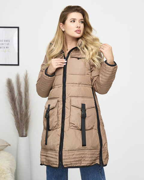Куртка жіноча стьобана зимова світло-коричнева - Одяг