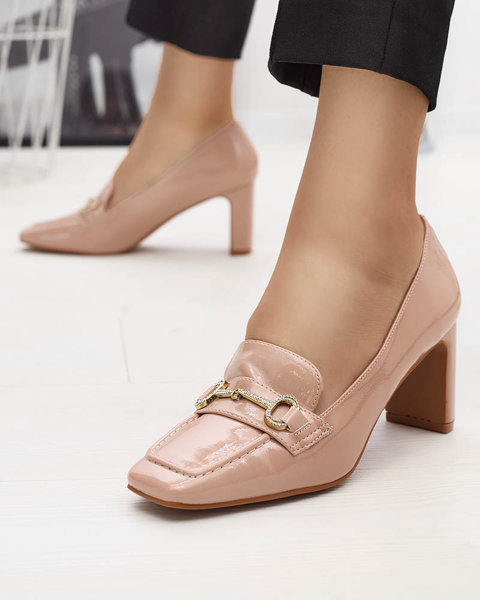 Лаковані жіночі туфлі-мокасини нюдового кольору Koccol- Footwear