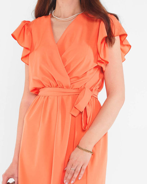 Неонова помаранчева сукня міні з зав'язками