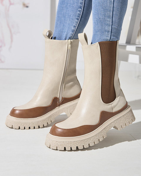 OUTLET Бежево-камельні жіночі високі чоботи Dorila - Взуття