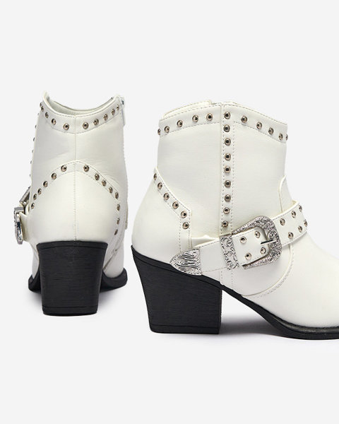 OUTLET Білі ковбойські чоботи на стійці зі стразами Hally- Footwear