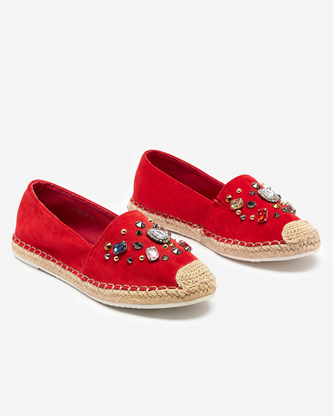 OUTLET Червоні жіночі еспадрільі з еко-замші з фіанітами Mediros - Взуття