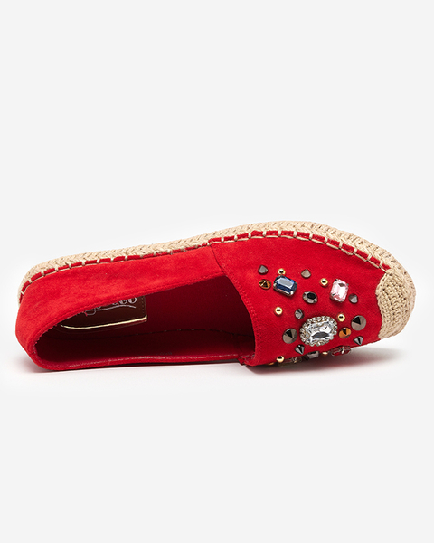 OUTLET Червоні жіночі еспадрільі з еко-замші з фіанітами Mediros - Взуття