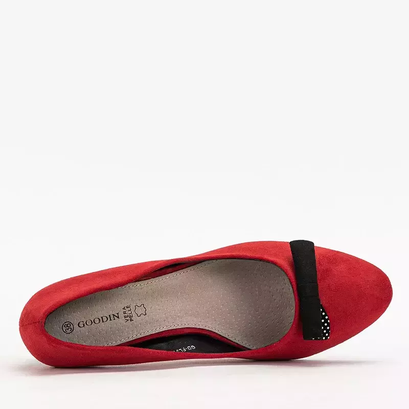 OUTLET Червоні жіночі туфлі на стовпі з бантом Minolsi - Туфлі