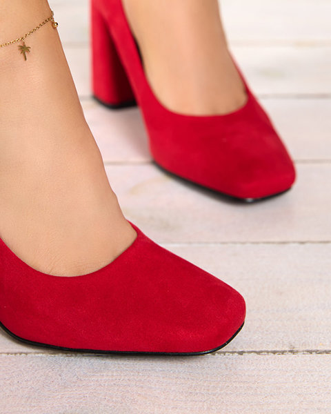 OUTLET Червоні жіночі туфлі з квадратним носком Zerila - Туфлі