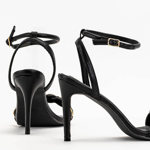 OUTLET Чорні жіночі босоніжки на високому каблуці Tenedi - Взуття