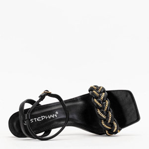 OUTLET Чорні жіночі босоніжки на високому каблуці Tenedi - Взуття