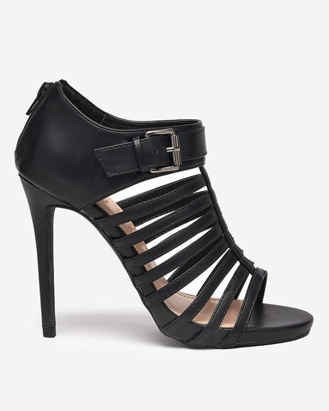 OUTLET Чорні жіночі босоніжки на високому каблуці з лампасами Nedixy - Взуття